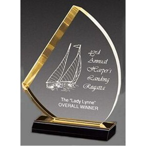 Gold Reflective Sail Acrylic Award - 7 1/2"x9"
