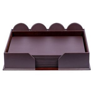 Top Grain Leather Chocolate Brown Conference Room Set (23 Piece)