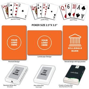 Solid Back Orange Poker Size Playing Cards