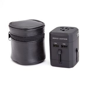 Royce Leather International Travel Adapter in Genuine Leather Case