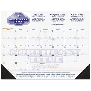 Blue & Gold Calendar Desk Pad w/One Color Imprint & 13 Sheets (21¾"x17")