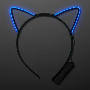 Blue EL Wire Cat Ears Headband - BLANK