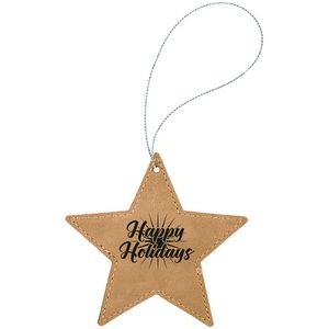 Light Brown Leatherette Star Ornament