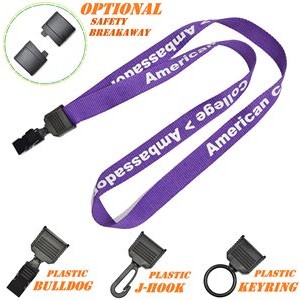 3/4" Screen Printed Polyester Lanyards w/ FREE Plastic Attachment