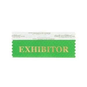 Exhibitor Stk A Rbn Green Ribbon With Gold Imprint