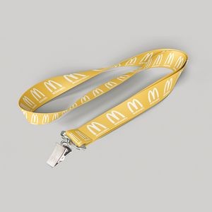 5/8" Yellow custom lanyard printed with company logo with Bulldog Clip attachment 0.625"