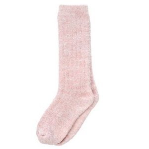 Kashwére Lounge - Adult Socks - Ribbed Heathered - Blush / White - OS