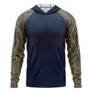 Mossy Oak® Men's 4.4 Oz. Polyester Interlock Raglan Hooded T-Shirt
