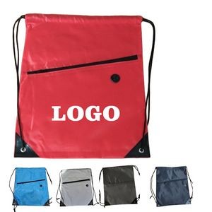 Classic Polyester Drawstring Backpack With Zipper