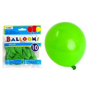 Solid Color Latex Balloons - Green, 12, 10 Pack (Case of 36)