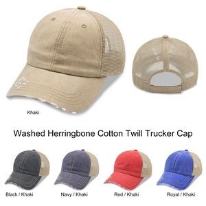 Pre-Washed Herringbone Cotton-Twill Trucker Cap