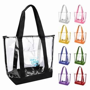 Clear Plastic Tote Bag with Colored Handles