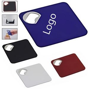 Square Coaster With Bottle Opener For Portable Home Users