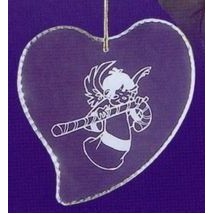Jade Glass Heart Christmas Ornament (4"x4 1/2"x3/16")