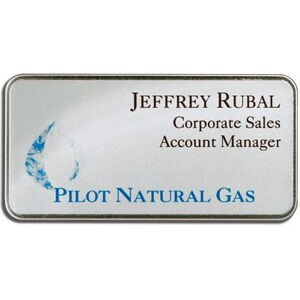 Sublimated Frosted Nickel Silver Name Badge (1 1/2" x 3")