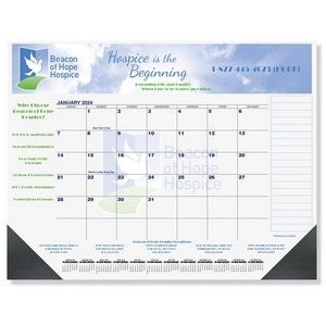 Blue & Black 13-Month Calendar Desk Pad w/Two Color Imprint (21
