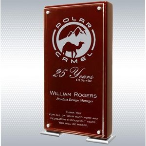 9 1/4" Rosewood Finish High Gloss Floating Acrylic Standup Plaque