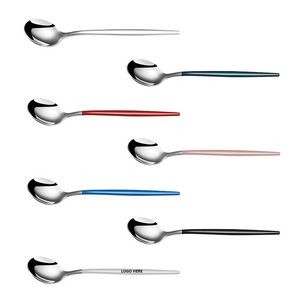5.23 Inch Dual Color Silver Spoon With Round Head