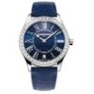 Citizen® Frederique Constant Ladies' Classic Quartz Watch w/Full Diamond Bezel & Blue Leather Strap