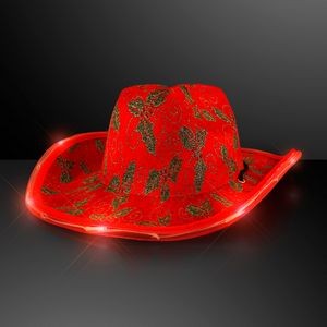 Christmas Cowboy Hat, Holly & Lights - BLANK