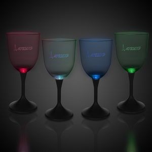 10 Oz. Laser Engraved Light-Up Wine Glass w/Black Base