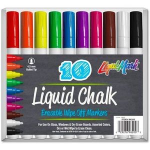 Dry Erase Markers - Liquid Chalk, 10 Color Pack (Case of 36)