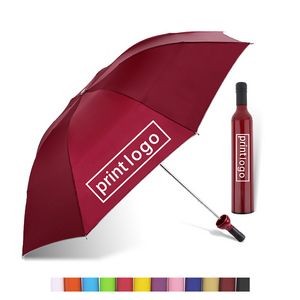 Compact Umbrella in Wine Bottle Case