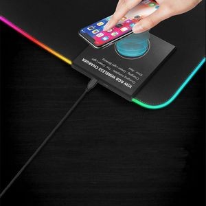 Wireless Charging Gaming Mouse Pad with LED Indicator Light,Compatible with Qi Phones