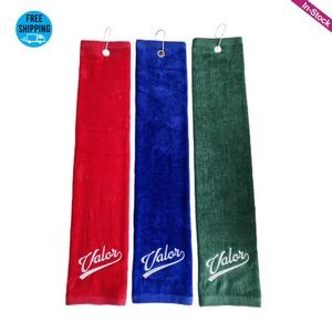 Embroidered Trifolded 480GSM Premium Velour Golf Towel