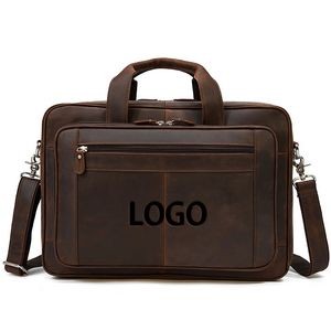 Crazy Horse Leather Business Briefcase for Men Work Messenger Shoulder Bag