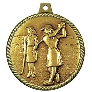 Stock Medal w/ Rope Border (Golf Female) 2 1/4"