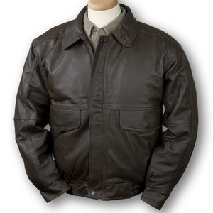 Men's Buffed Leather Bomber Jacket (Brown)