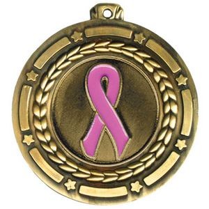 Stock Star Struck Medal w/ Pink Ribbon / 3 1/2"