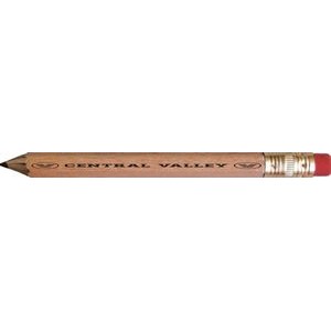 Hex golf pencil, eraser, assorted colors, 2 lines of custom text (always sharpened)