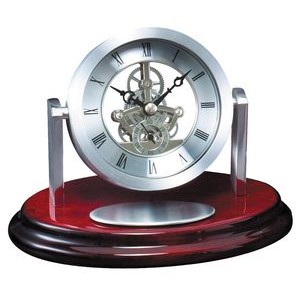 Rosewood Clock on Oval Base w/Skeleton Movement