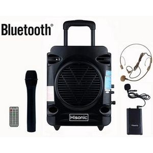 Hisonic® Rechargeable Portable PA System w/VHF Wireless Mics