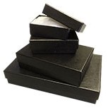 Black Textured Rigid Cotton Filled Jewelry Box (3 1/2"x3 1/2"x1 7/8")