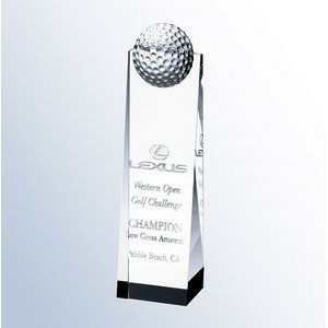 Optical Crystal Golf Ball Tower Award, Large (2-3/4"x11" )