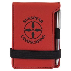3 1/4" x 4 3/4" Red Laser Engraved Mini Notepad with Pen