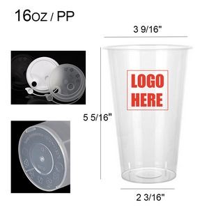 16oz Clear Plastic Coffee Cup With Lid