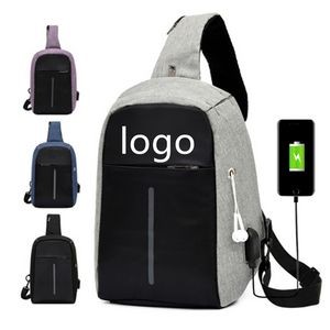 Anti Theft Reflective Cross Body Sling Bag With USB And Ear Phone Ports