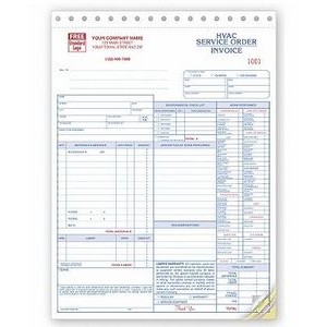 HVAC Service Order/Invoice Form - 3 Part