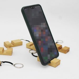 Portable Bamboo Phone Stand Block w/Keychain