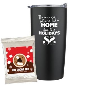 Promo Revolution - 20 Oz. Vacuum Sealed Straight Tumbler Gift Set w/Hot Chocolate Mix (Holiday)