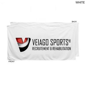Plush and Soft White Velour Terry Cotton Blend Shower Towel, 24x48, Sublimated Full color logo