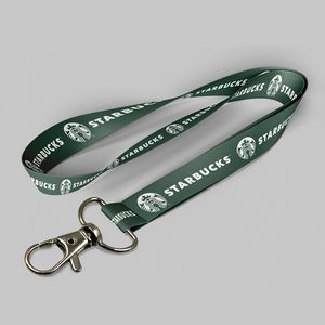5/8" Dark Green custom lanyard printed with company logo with Thumb Trigger attachment 0.625"
