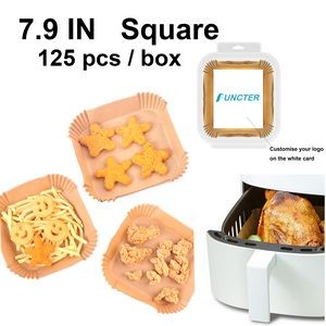 7.9" Square Air Fryer Disposable Paper Liners - 125 Pcs / Box