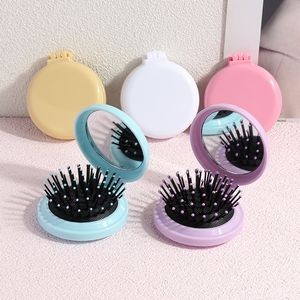 Cute Folding Hair Brush Comb with Mirror