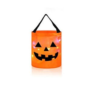 Customizable Pattern Large Halloween LED Bags Trick or Treat Tote with Steel Ring