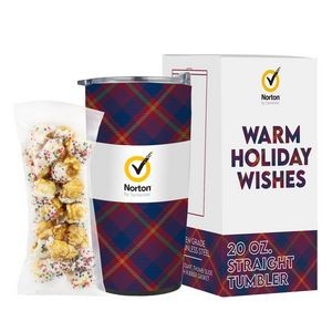 Promo Revolution - 20 Oz. Straight Tumbler Holiday Greetings Gift Set w/ Sugar Cookie Crunch Popcorn